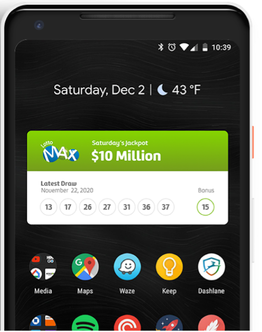 Android Lottery Image of medium sized widget