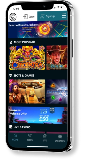 Grosvenor Casinos Native Apps Phone display