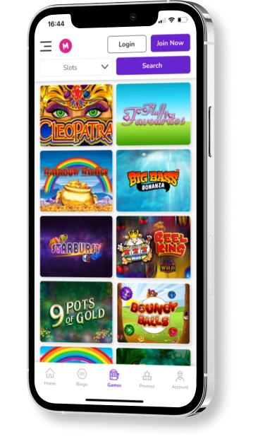 Mecca Bingo Native Apps Phone display