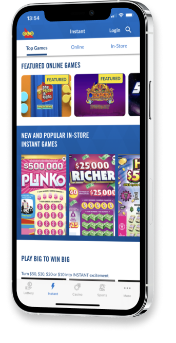 Ontario Lottery and Gaming Native Apps Phone display
